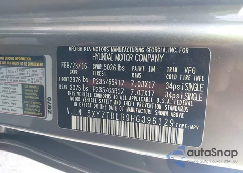 2017 Hyundai Santa Fe Sport 2.4L from USA, damaged, VIN 5XYZTDLB9H6396129